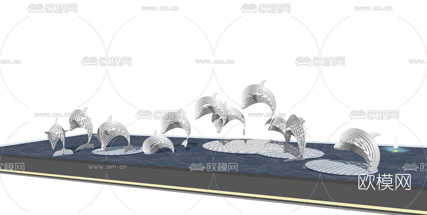 现代水景雕塑小品su模型