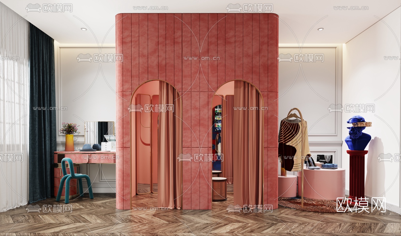 简欧服装店更衣室3d模型