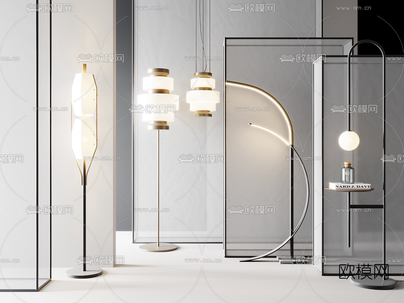 现代轻奢金属落地灯3d模型下载