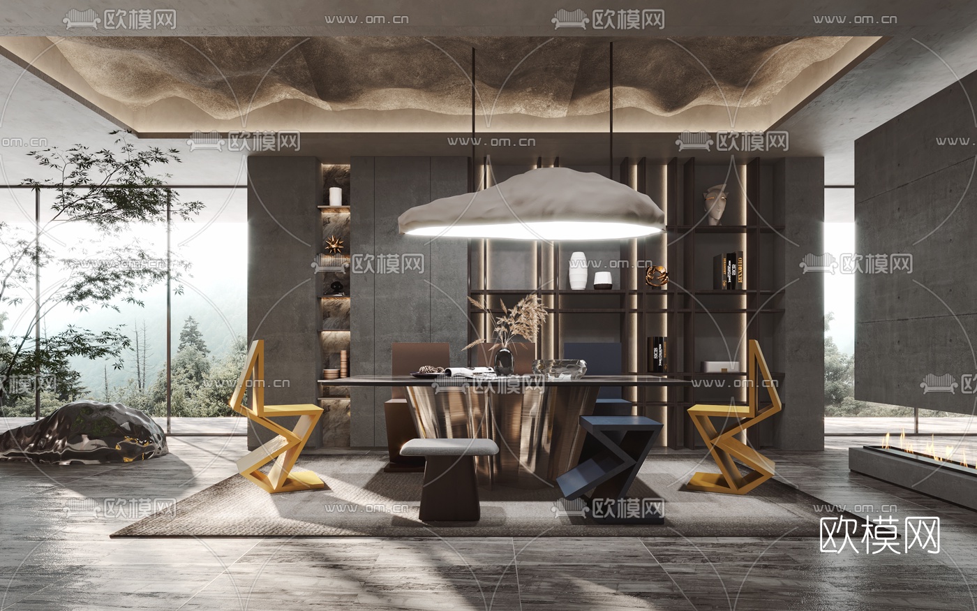 后现代时尚个性餐厅3d模型
