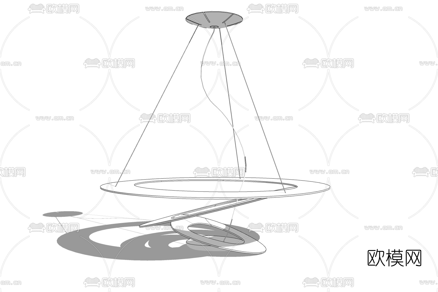 现代金属吊灯免费su模型下载