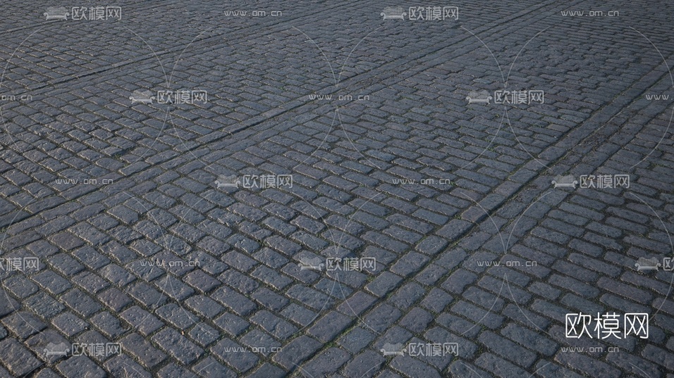 现代石砖道路路面3d模型下载(渲染图2)
