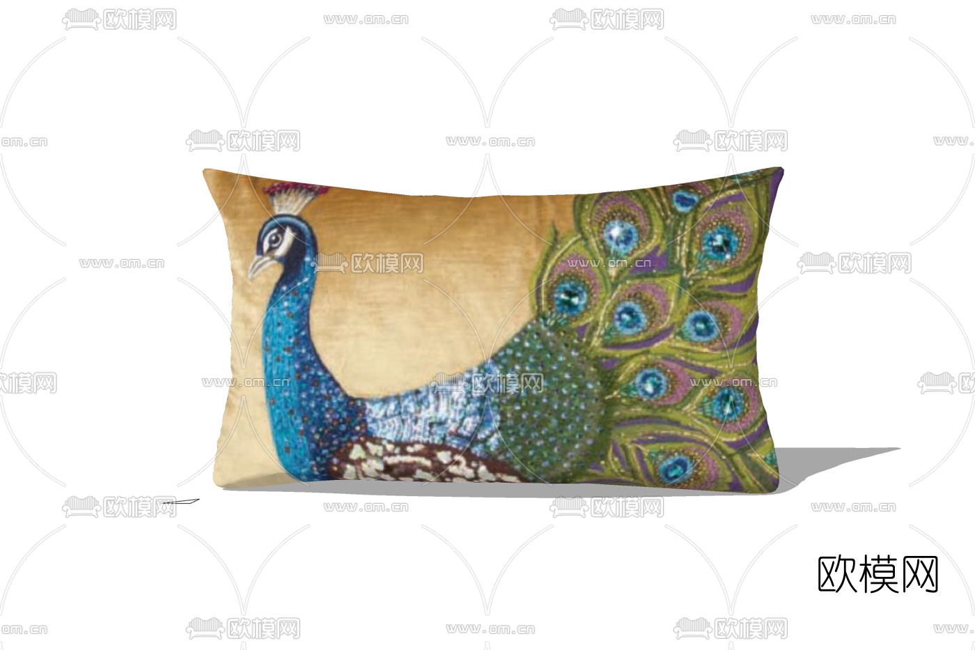 现代孔雀布艺枕头免费su模型下载
