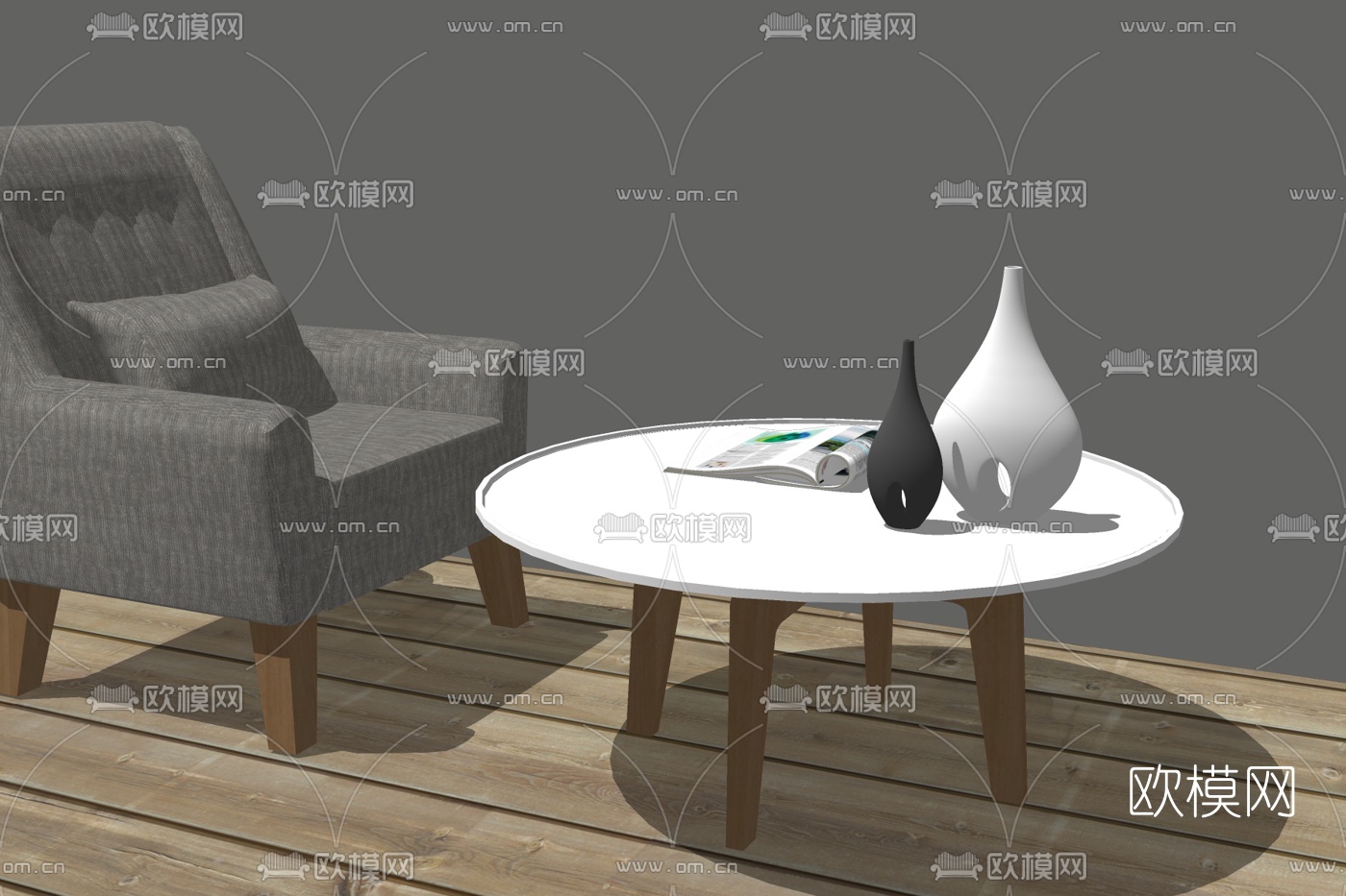 北欧布艺休闲沙发免费su模型下载