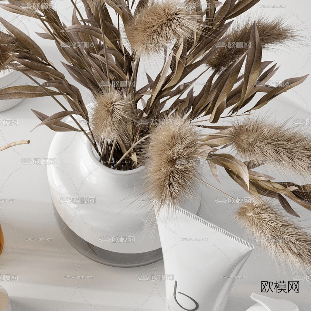 现代化妆品插花烛台摆件3d模型