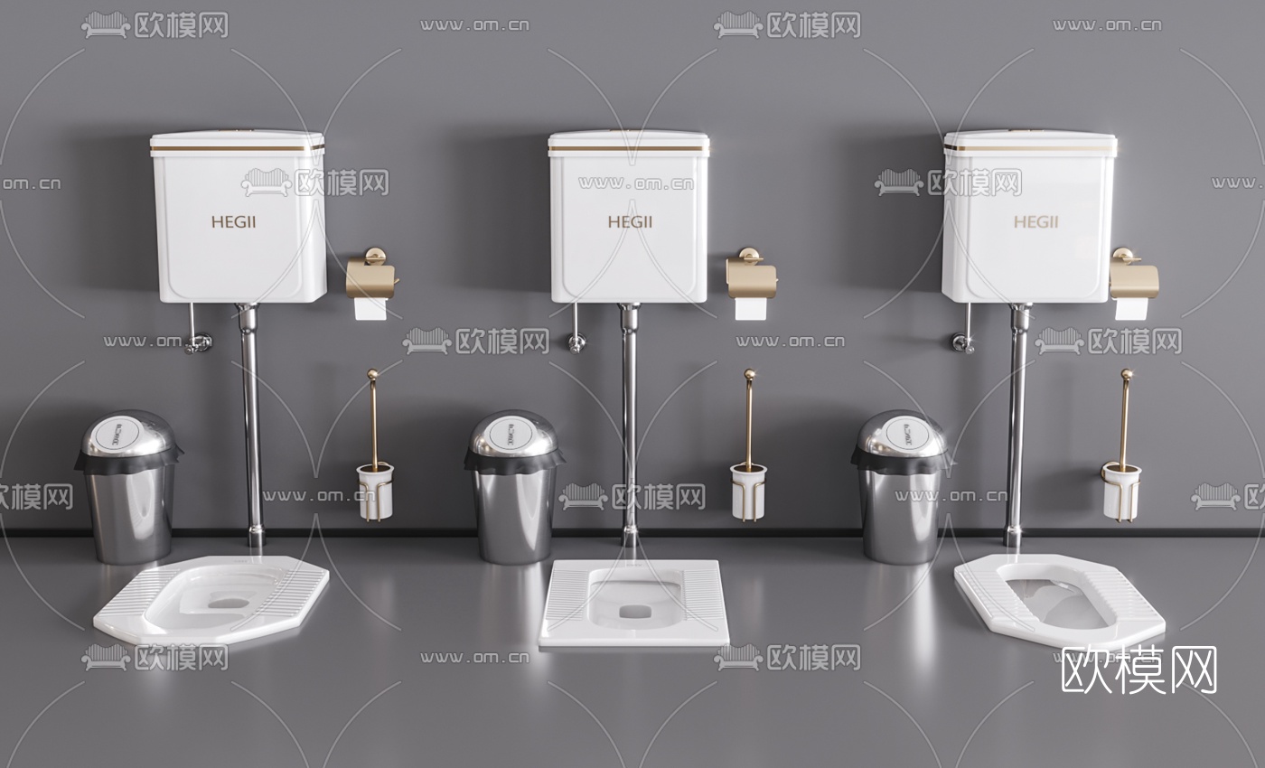现代蹲蹲便器水箱3d模型