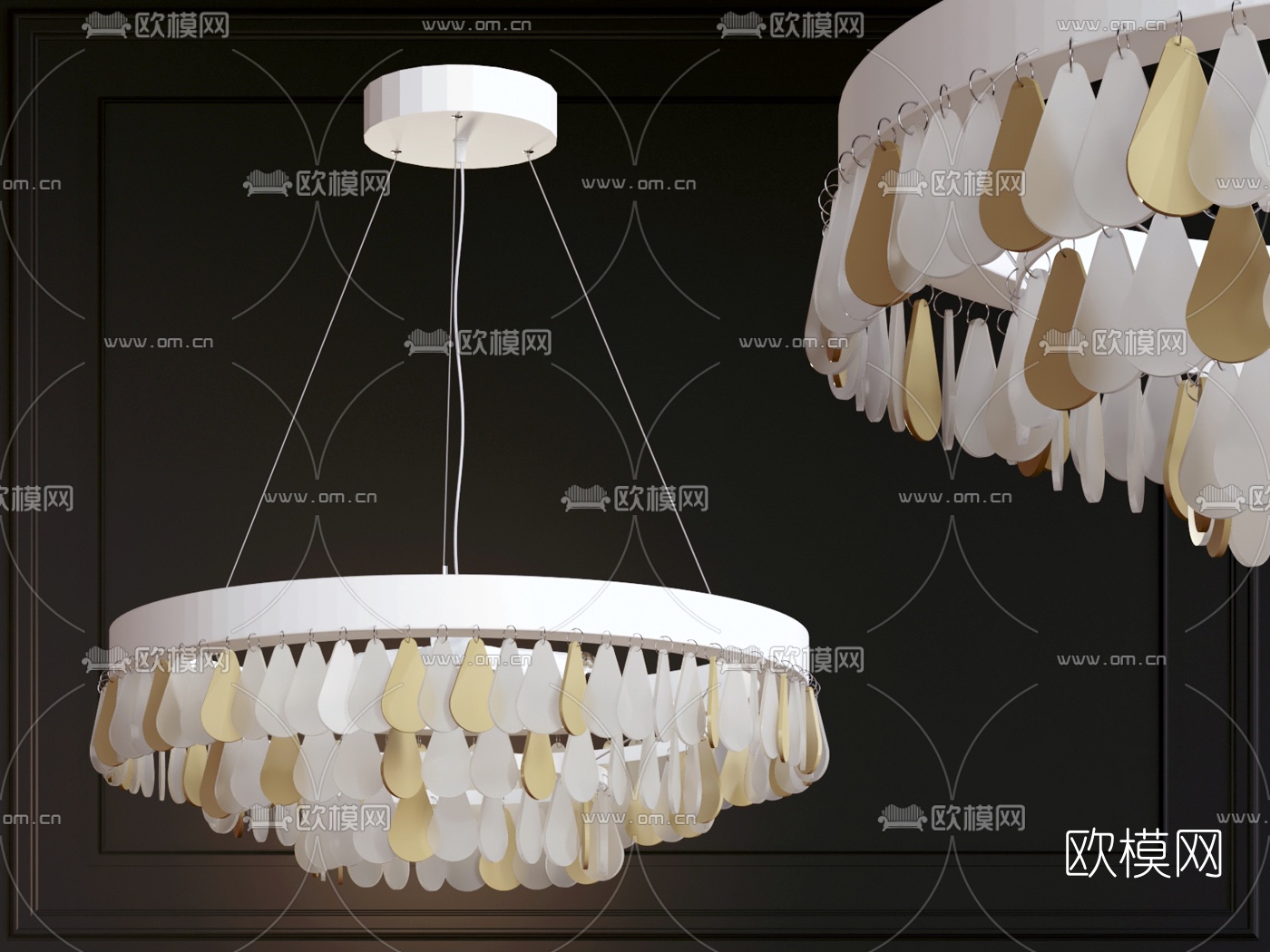 现代圆形吊灯su模型下载（渲染图1）