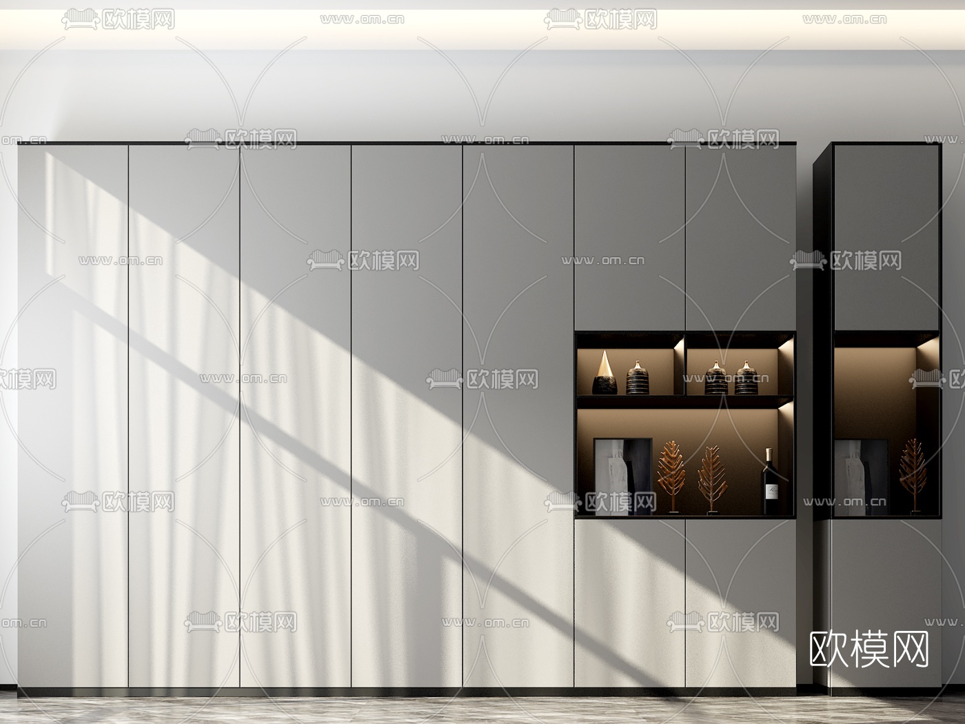 现代多功能装饰柜3d模型下载