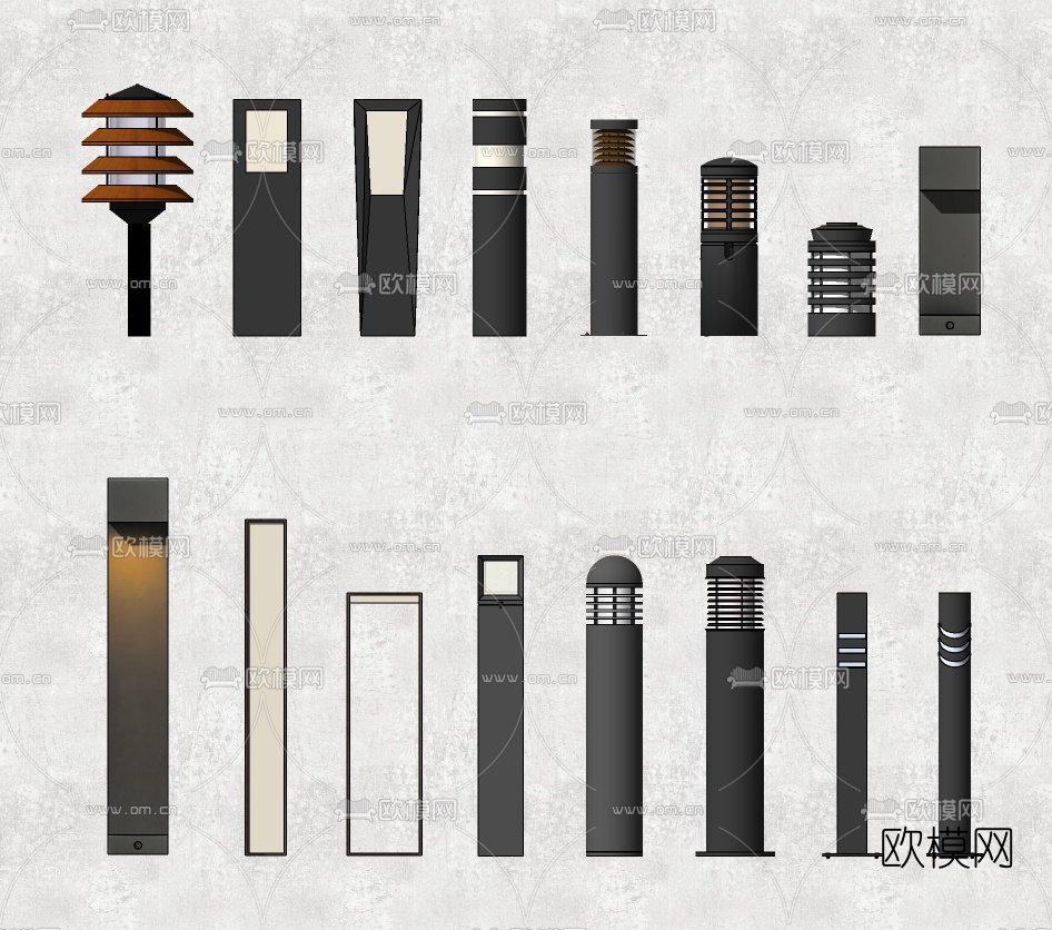 现代户外草坪灯景观灯su模型下载