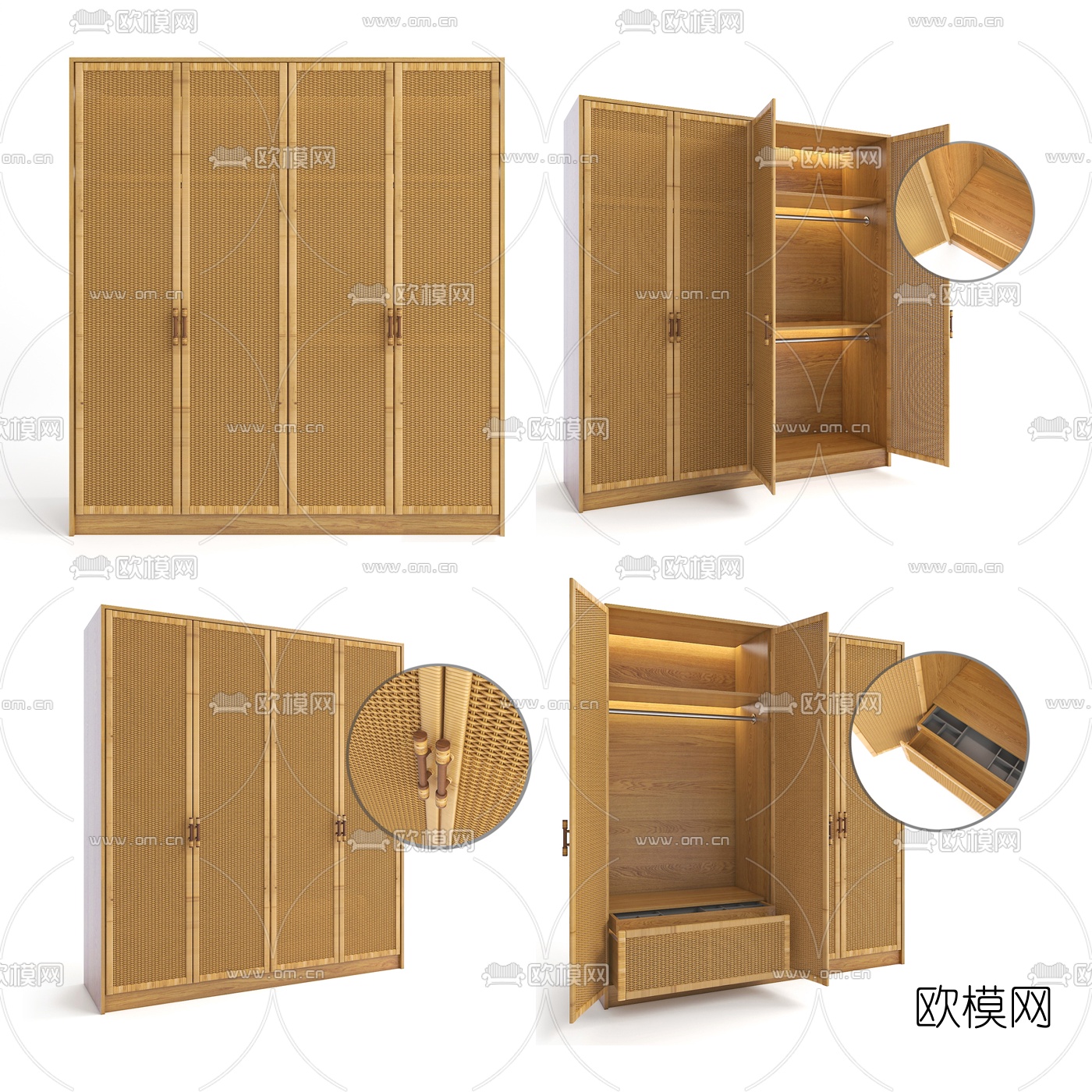 自然风藤编衣柜3d模型下载