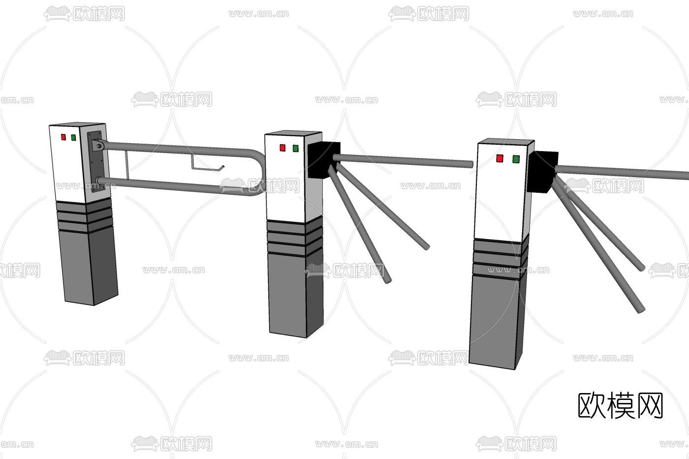 现代三辊闸门免费su模型下载_ID10607146_sketchup模型下载-欧模网