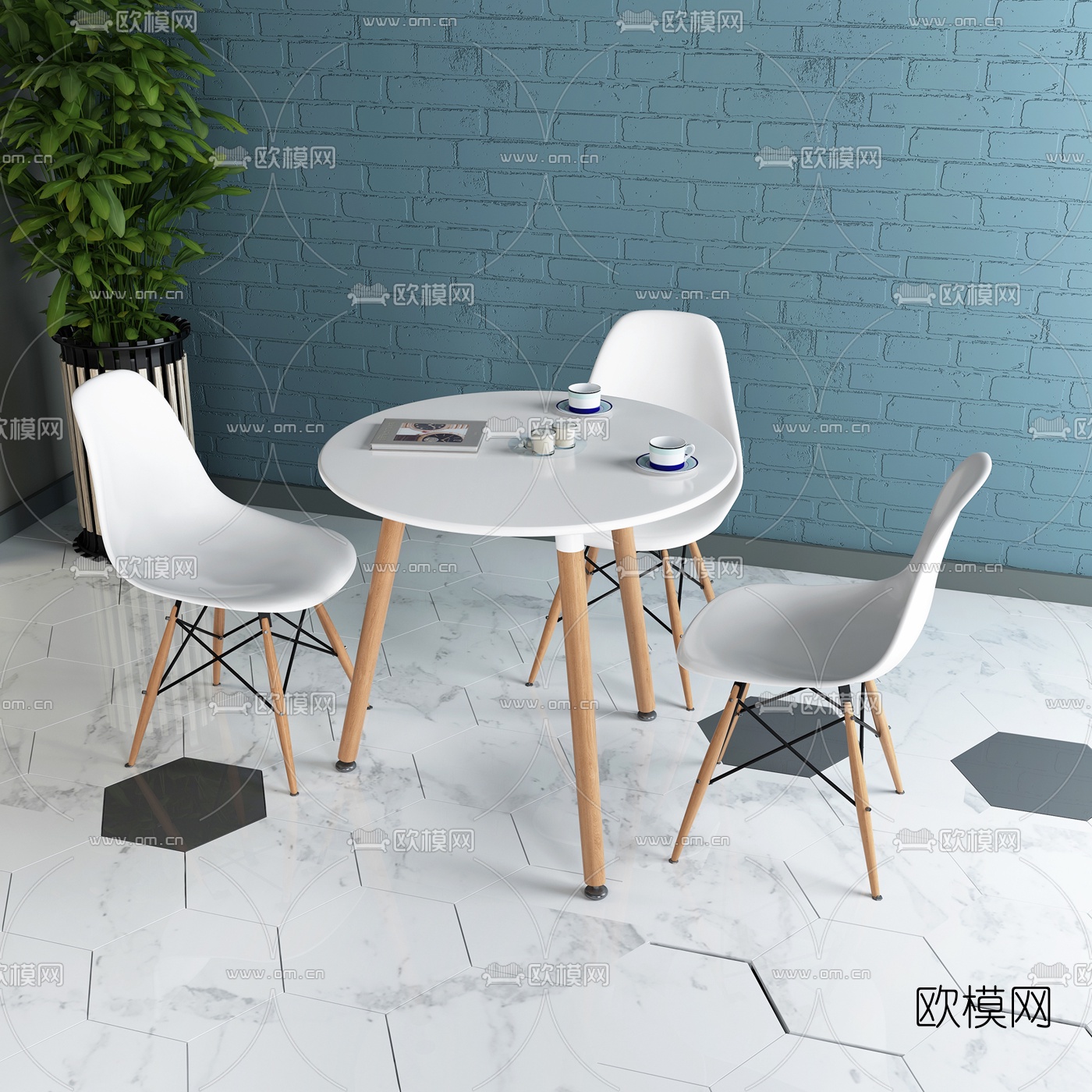 北欧休闲桌椅咖啡桌3d模型