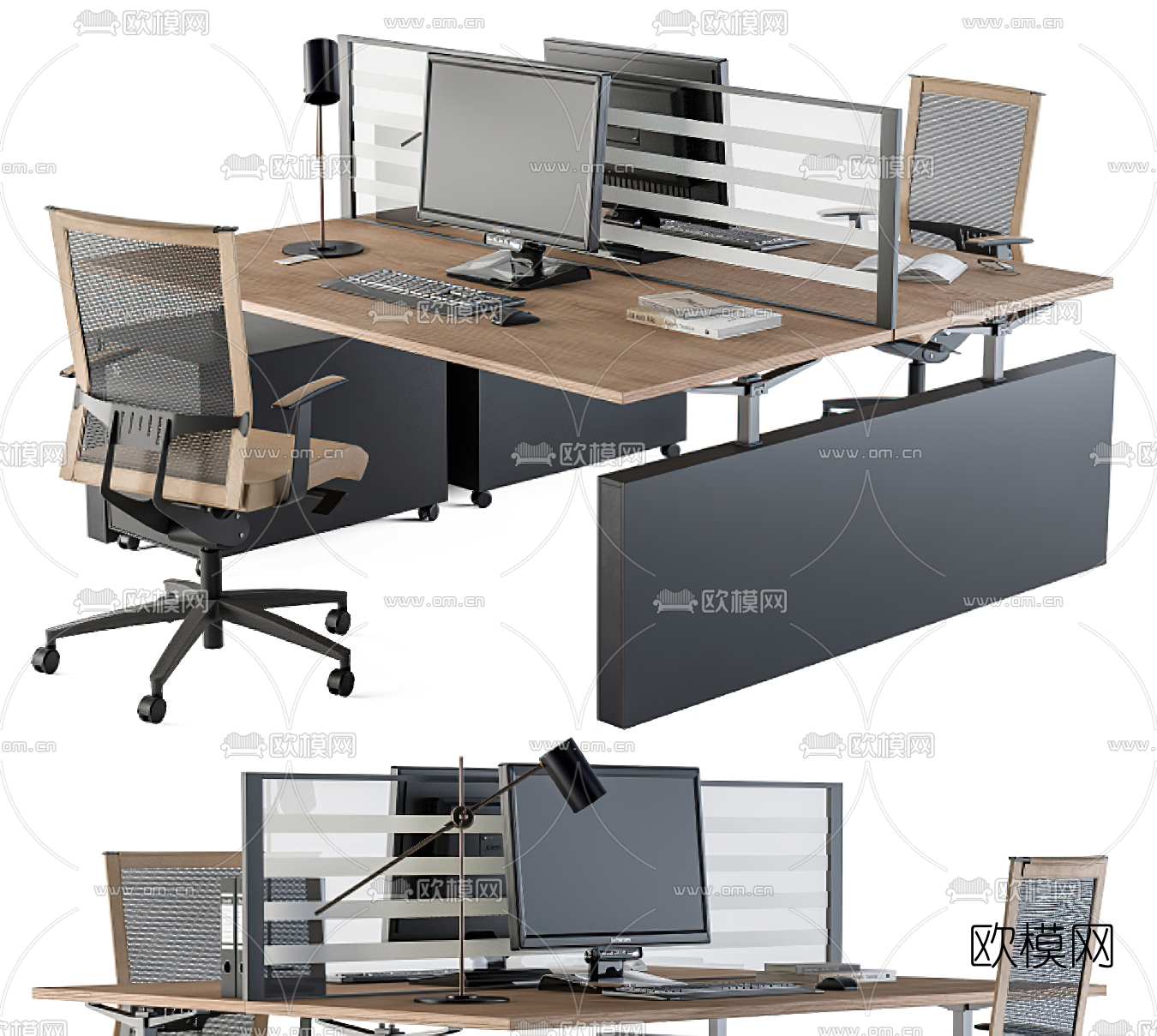 现代卡位办公桌椅3d模型