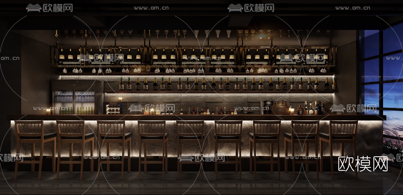 工业风音乐清吧3d模型