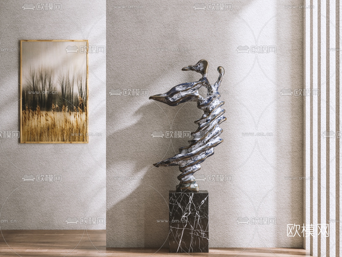 现代抽象雕塑摆件3d模型下载（渲染图1）