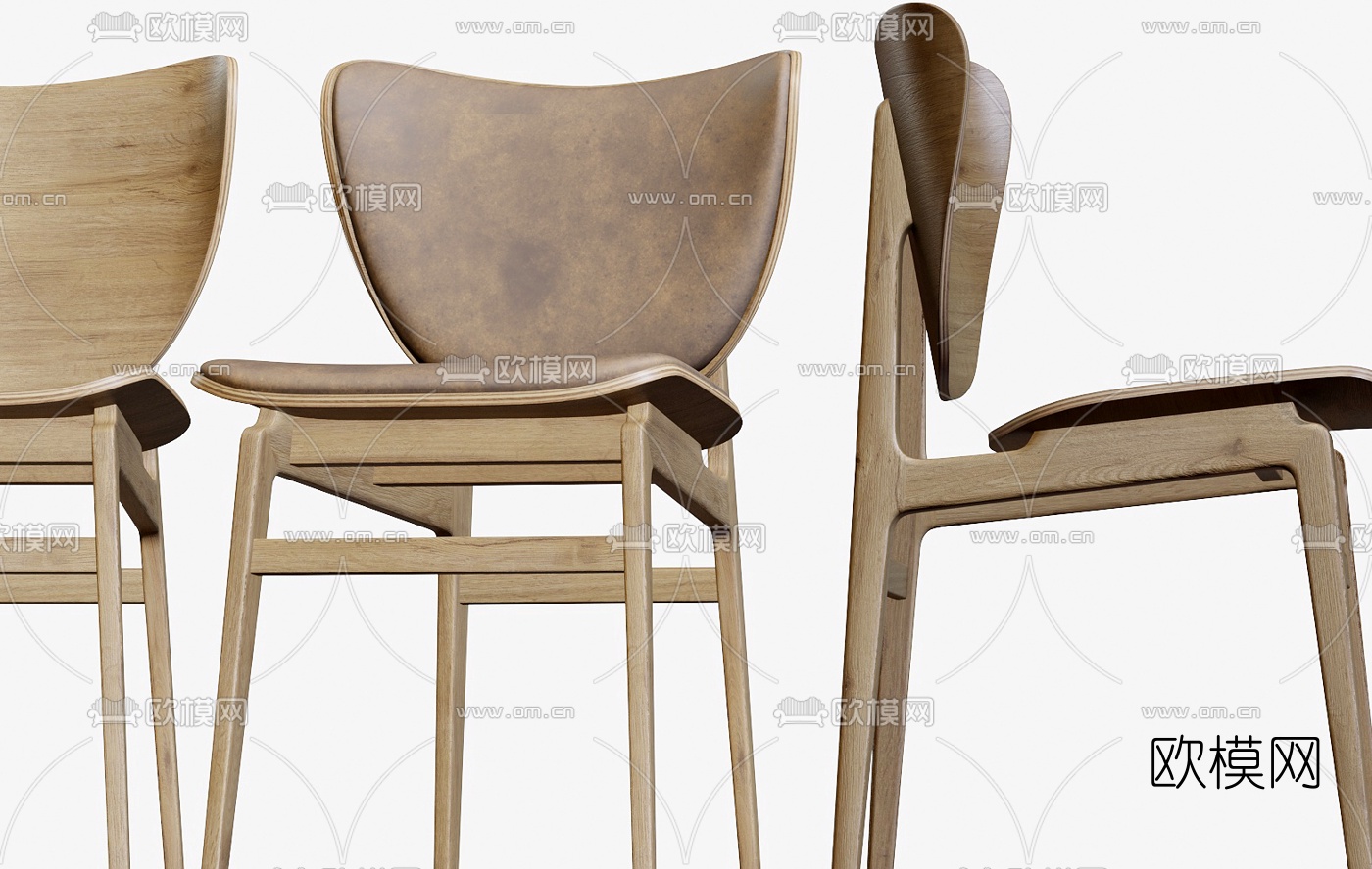 北欧休闲椅餐椅单椅3d模型下载（渲染图5）