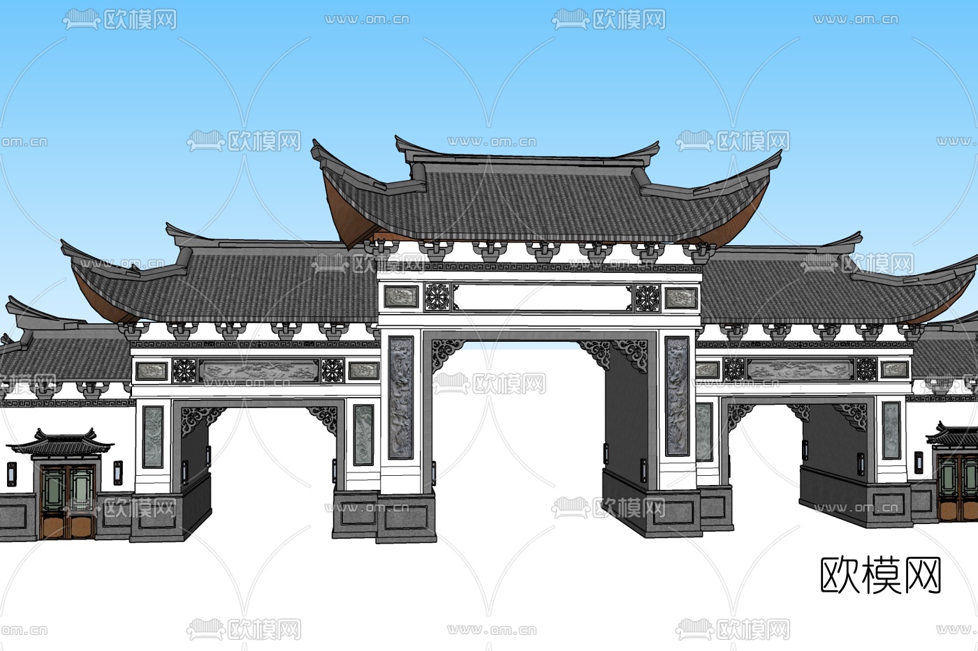 中式古建门头免费su模型