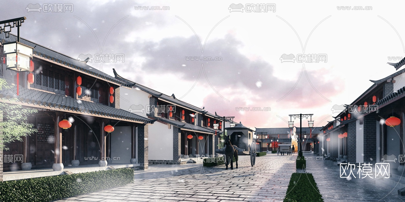 中式古建商业街3d模型