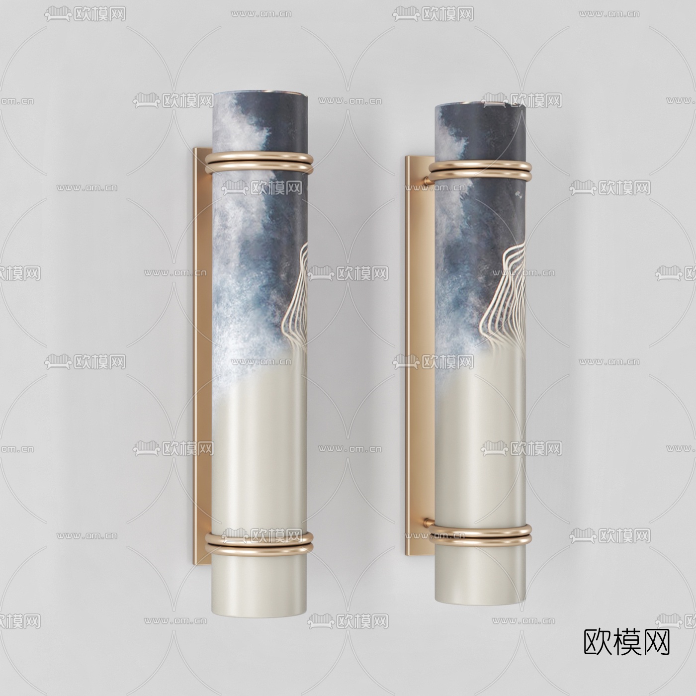 新中式金属壁灯3d模型下载（渲染图2）