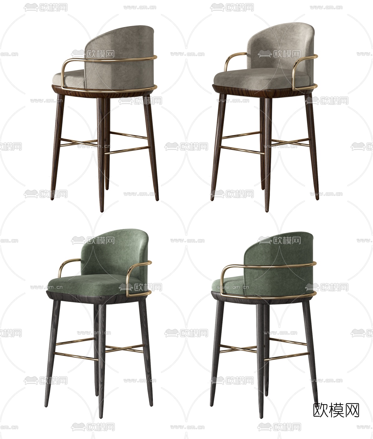 现代轻奢吧台椅3d模型下载