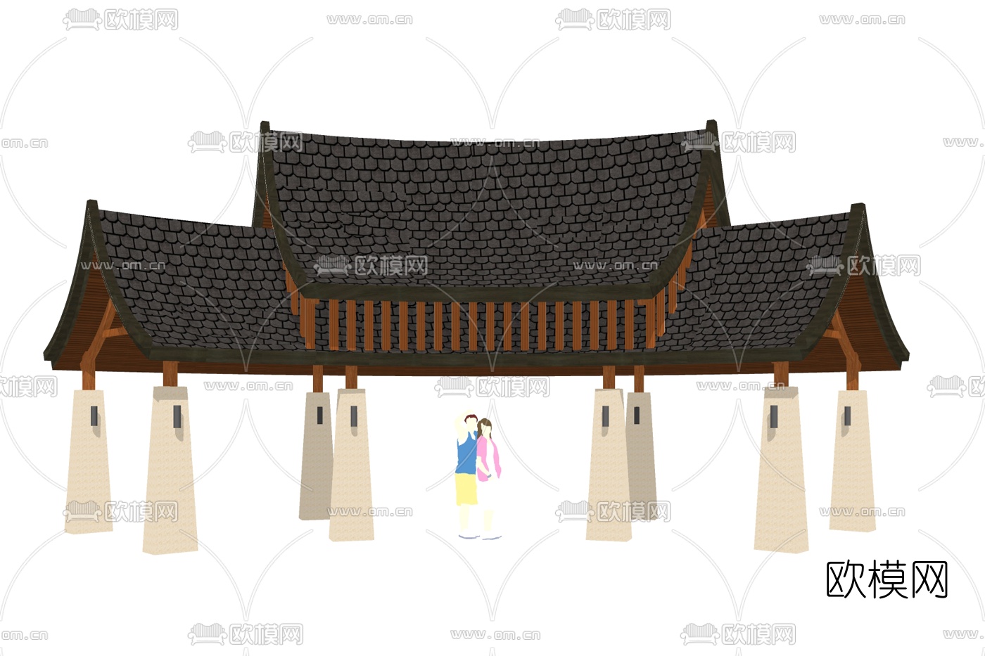 东南亚凉亭su模型下载