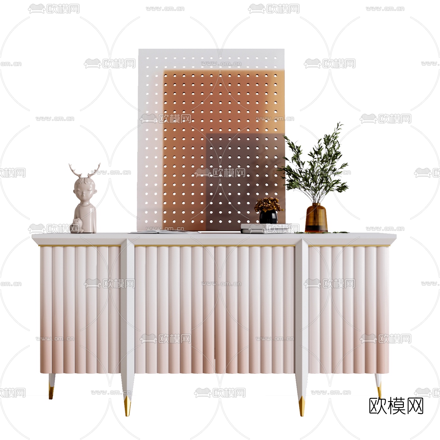 现代轻奢玄关柜3d模型