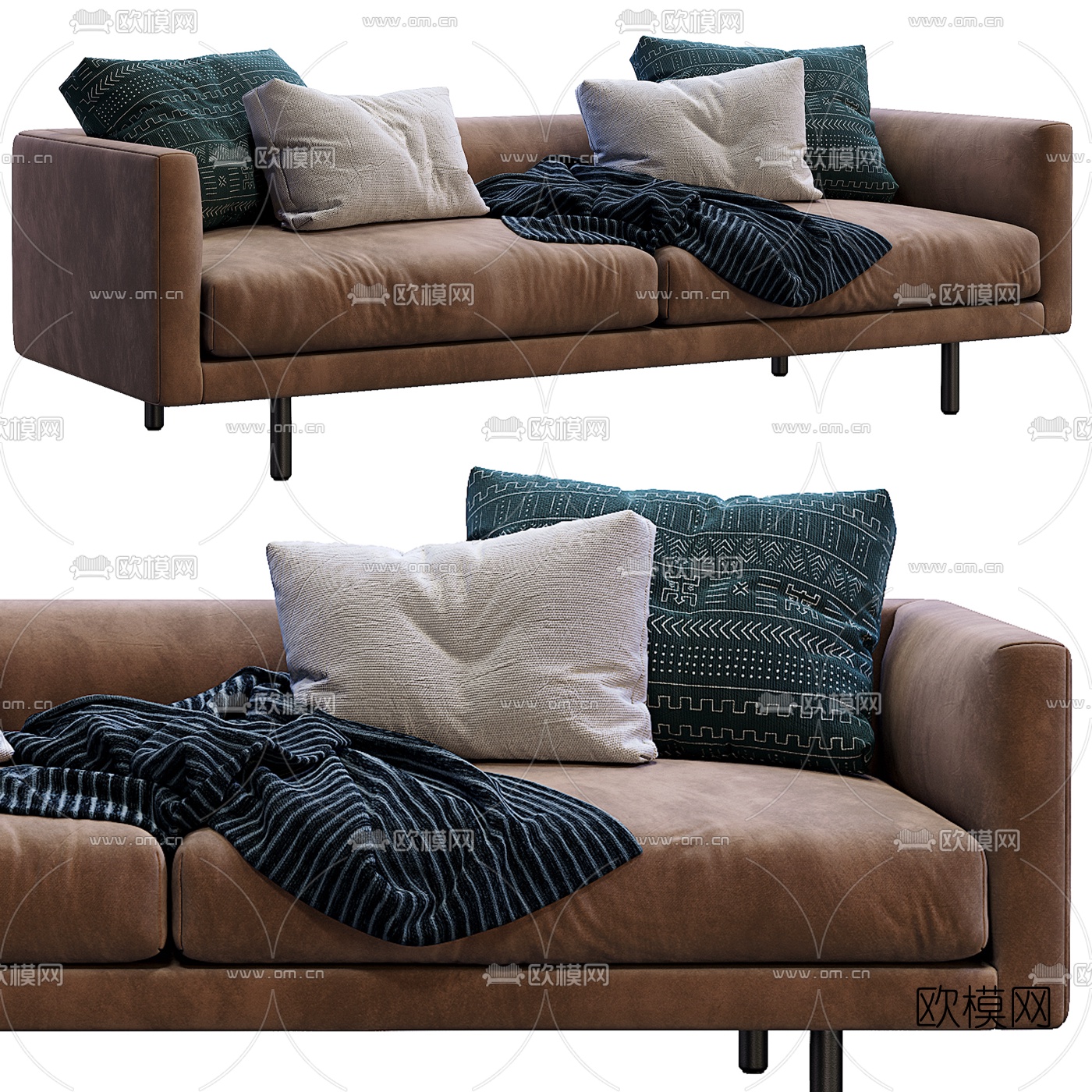 北欧布艺双人沙发3d模型下载（渲染图4）