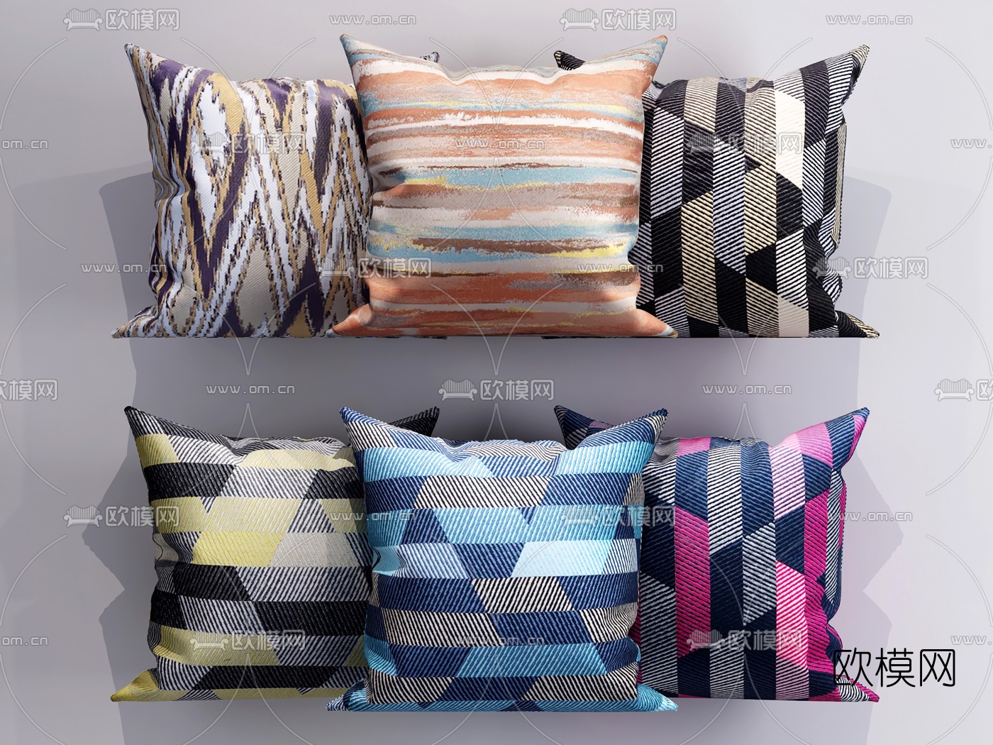 现代布艺抱枕3d模型下载