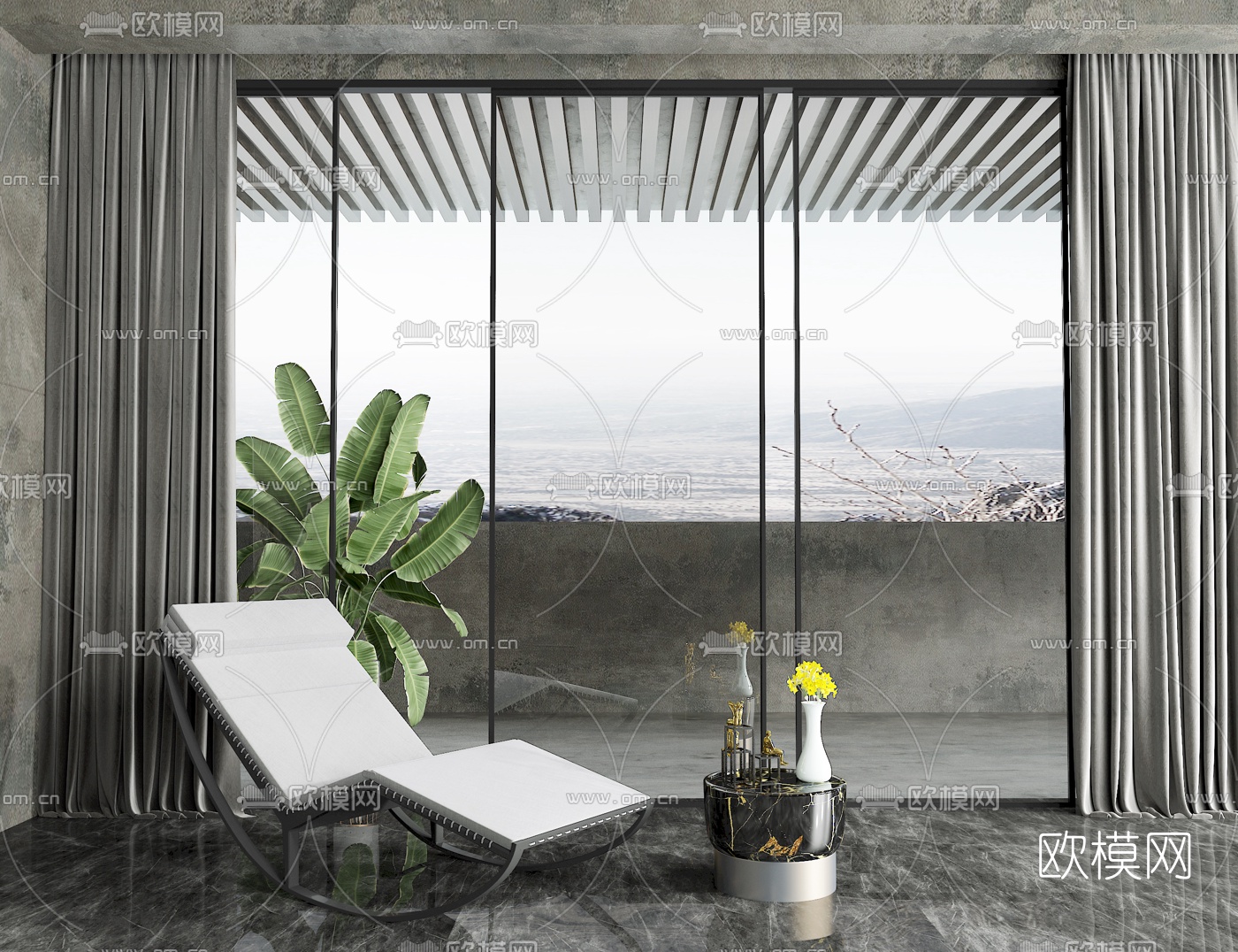 现代休闲躺椅3d模型下载