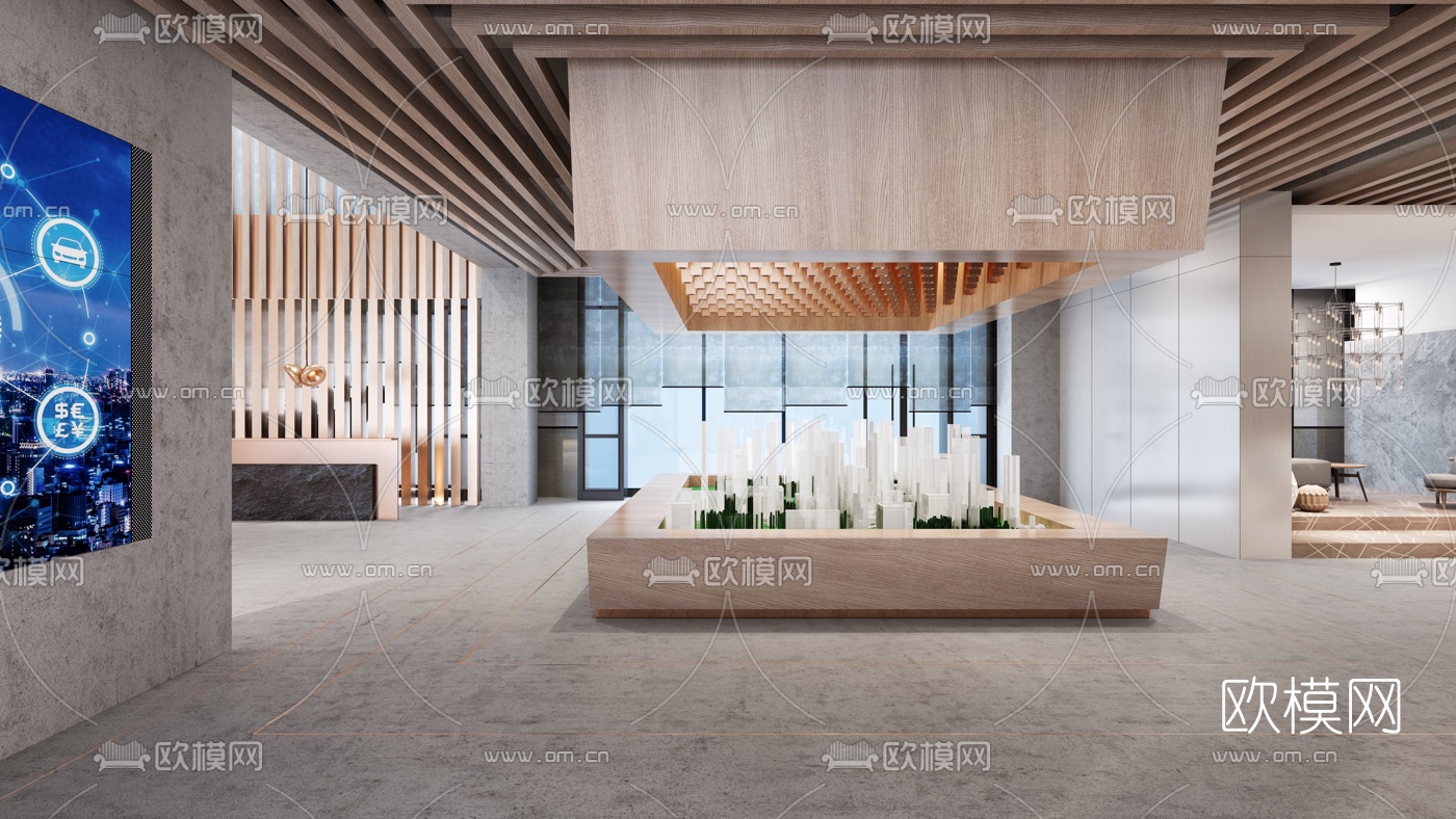 现代售楼处沙盘区3d模型