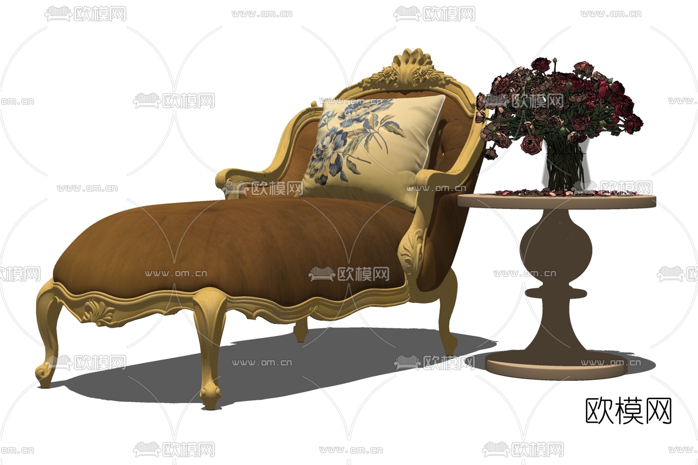 欧式布艺贵妃椅su模型下载