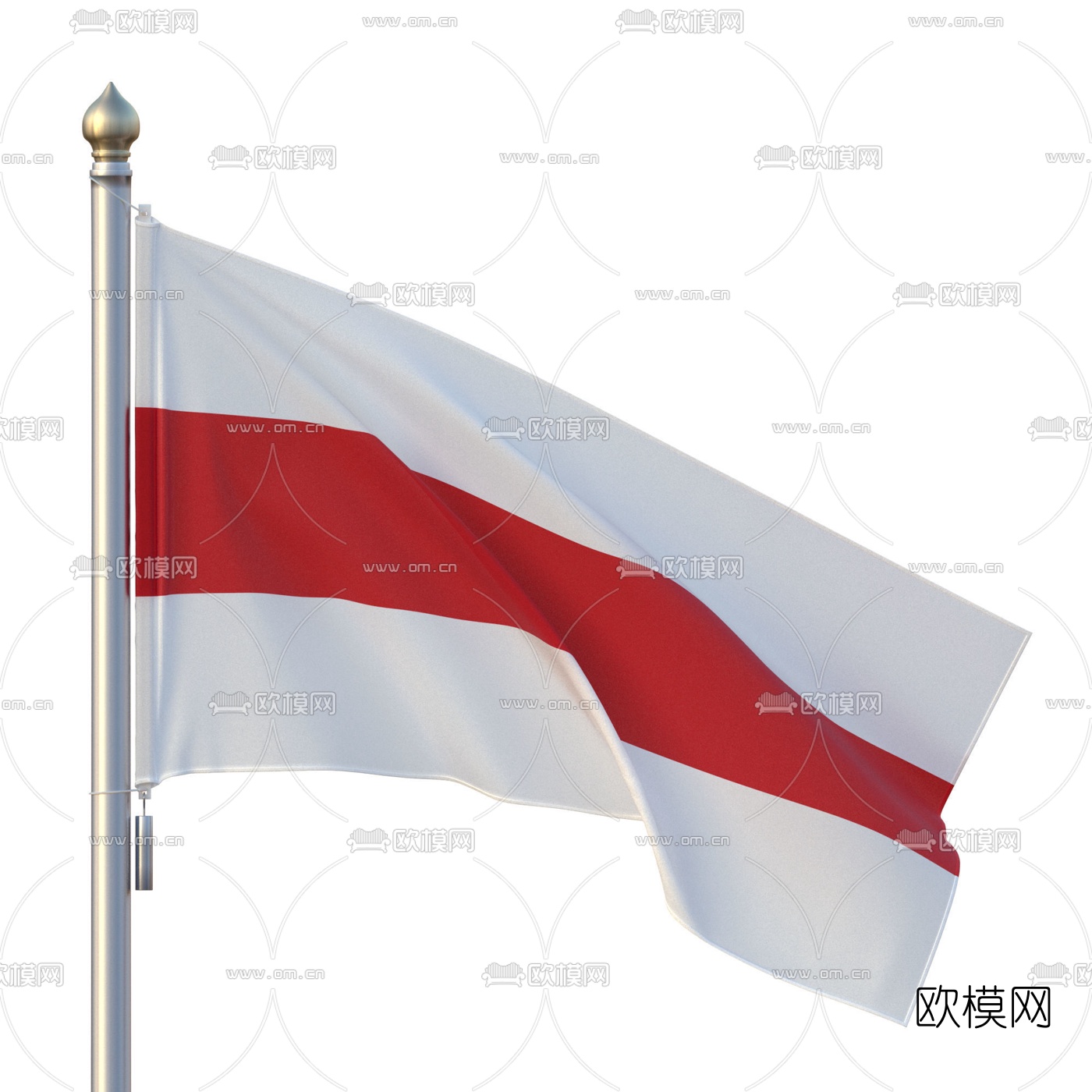 现代国旗旗帜3d模型