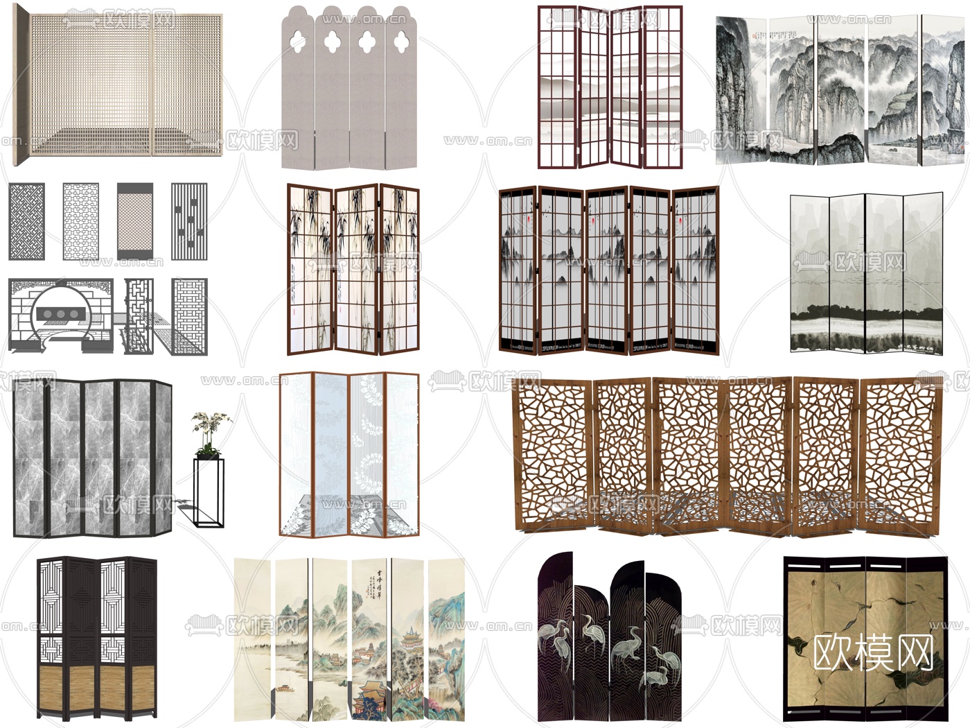 新中式屏风隔断su模型下载（渲染图2）