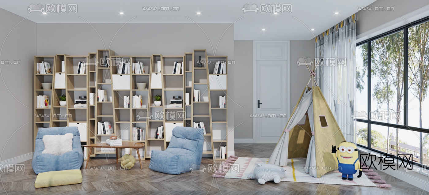 简欧轻奢主人房卧室3d模型下载（渲染图4）