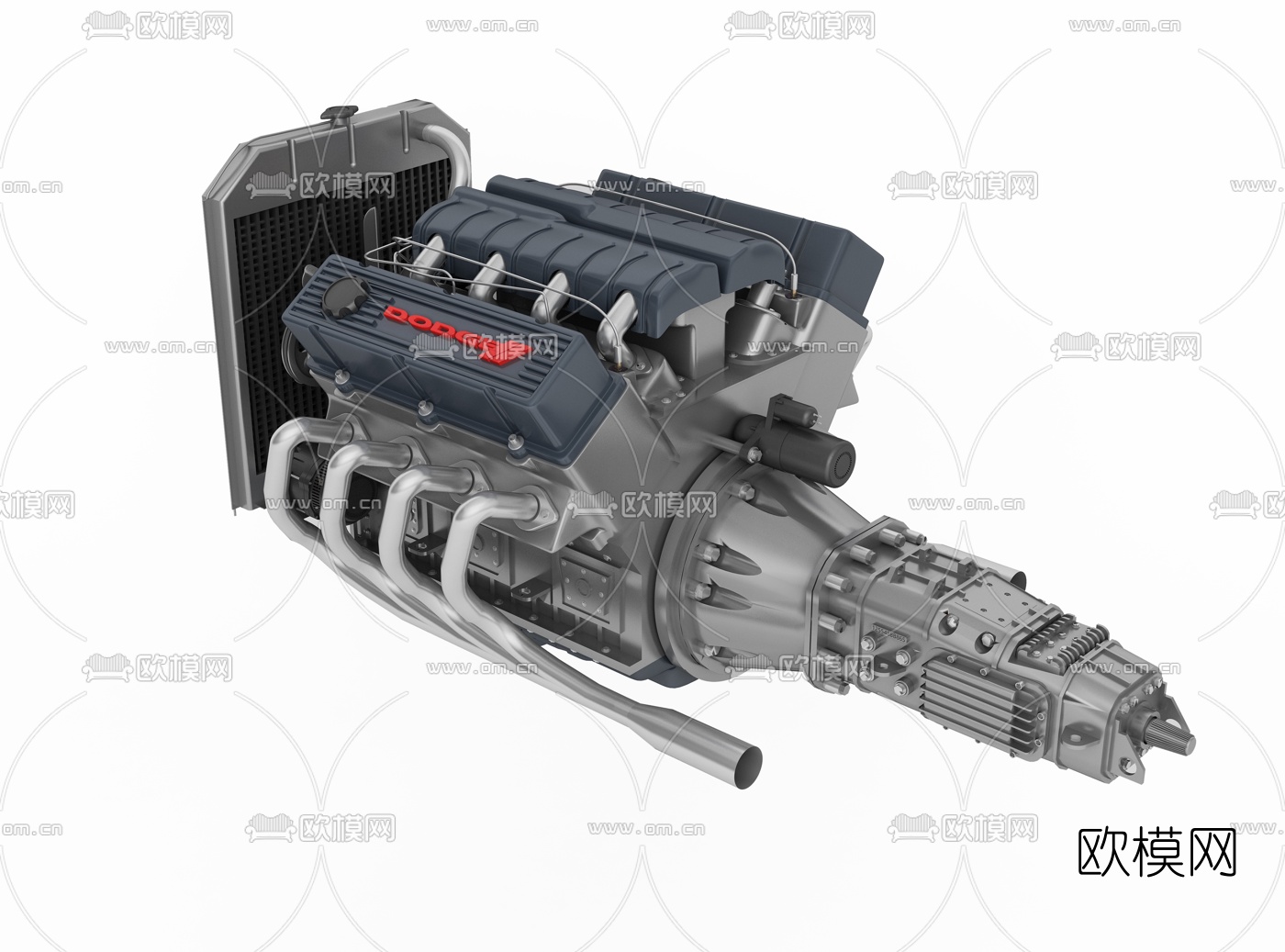 现代V8跑车引擎发动机3d模型