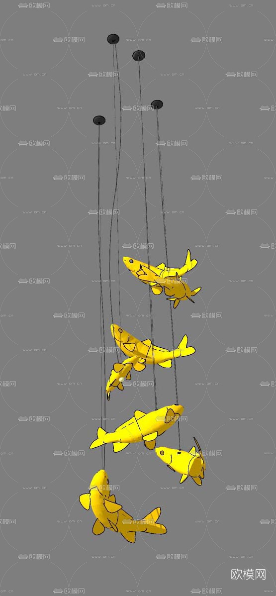 现代锦鲤鱼装饰挂件su模型下载（渲染图2）