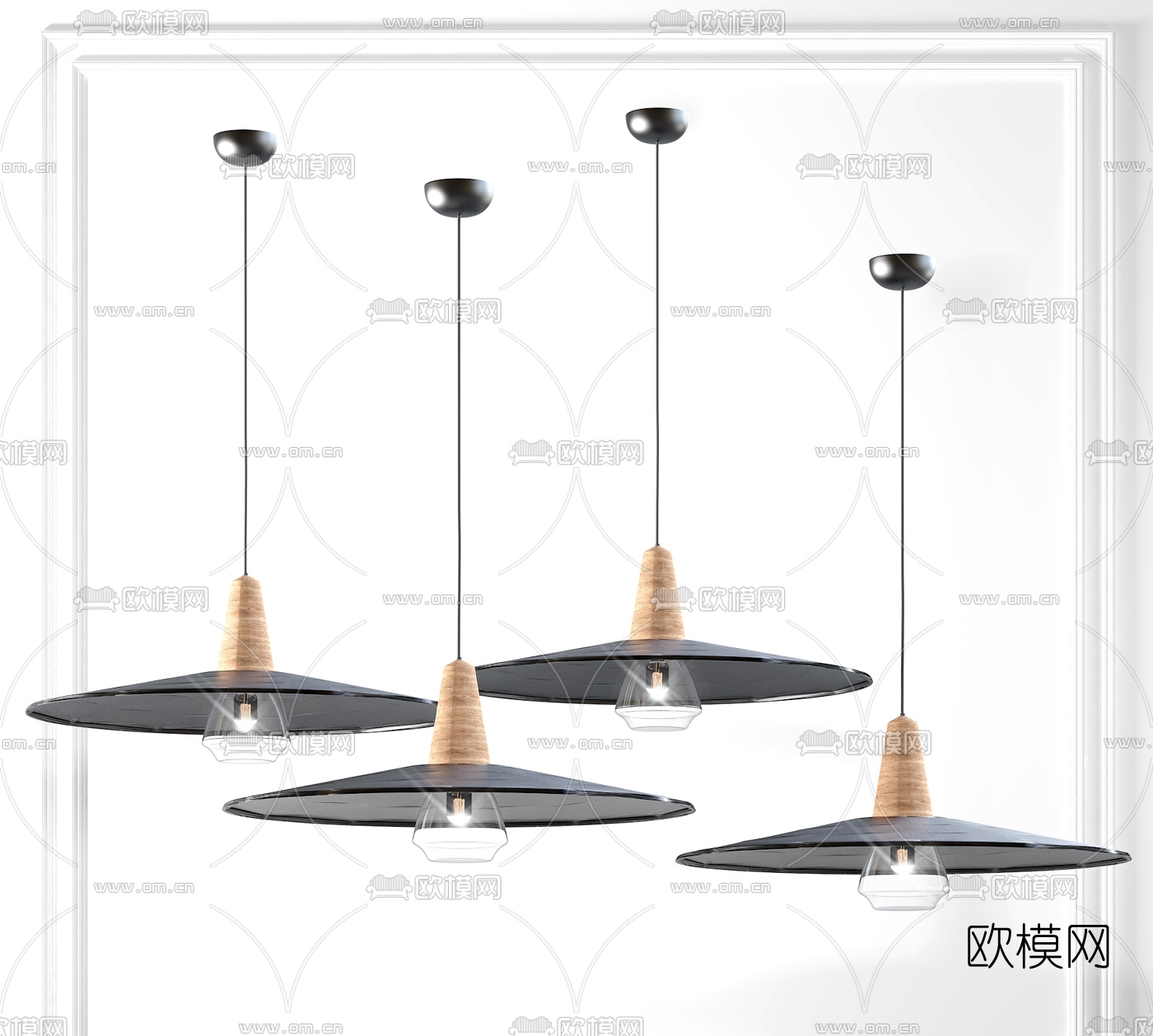工业风金属灯罩吊灯3d模型下载