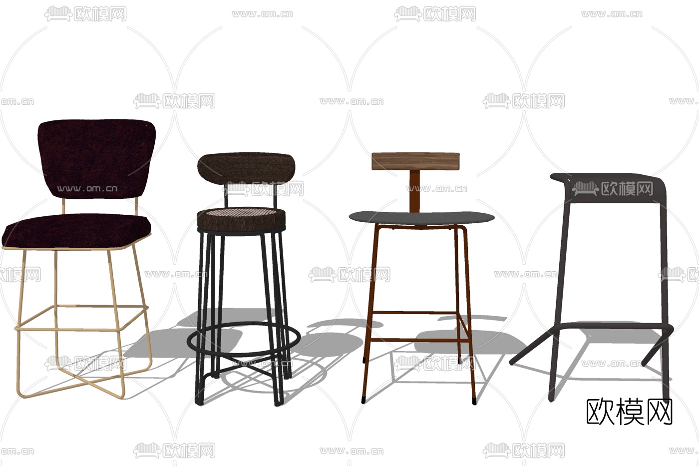 现代吧台椅su模型下载