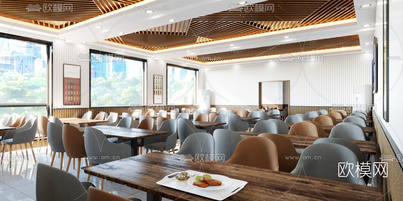 现代公司员工餐厅快餐厅3d模型
