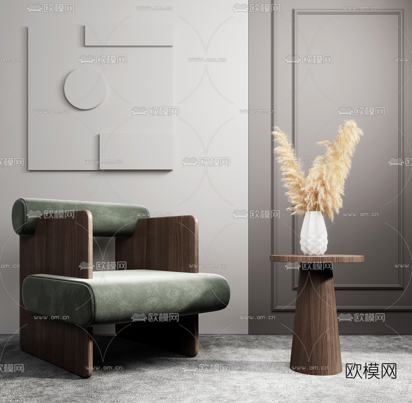现代布艺单人沙发3d模型