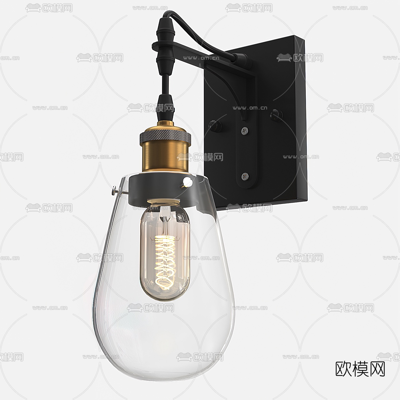 工业风金属灯泡壁灯3d模型