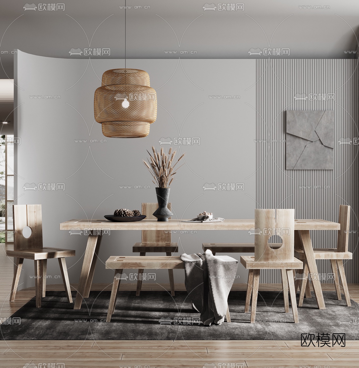 自然风餐厅3d模型下载（渲染图3）