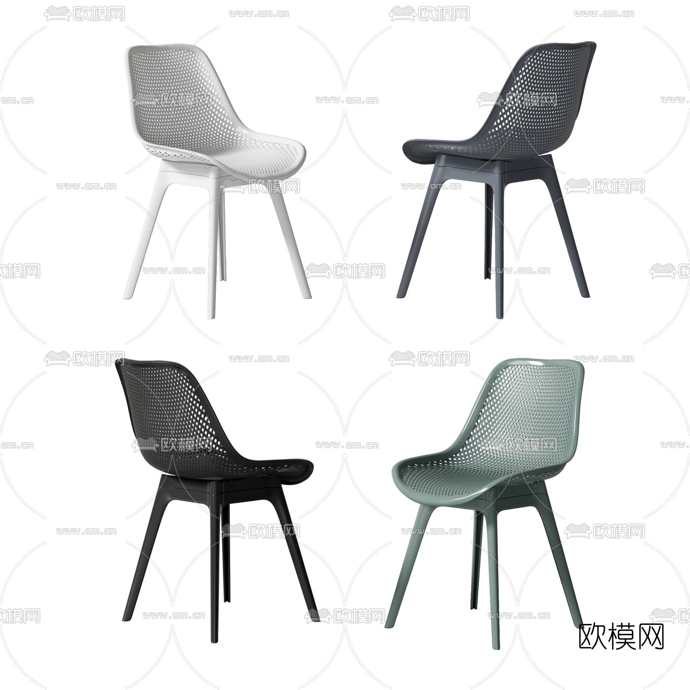 北欧亚克力网状单椅3d模型下载