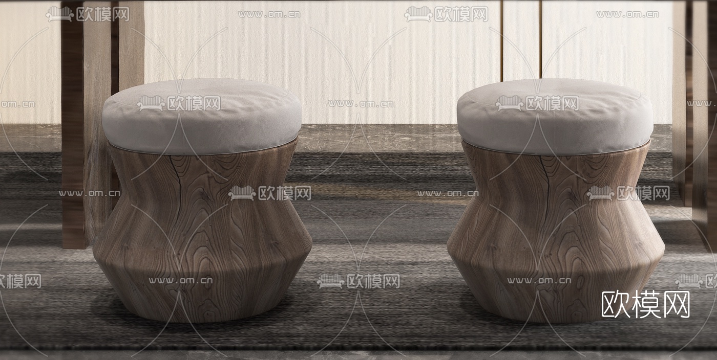 日式实木茶桌椅3d模型