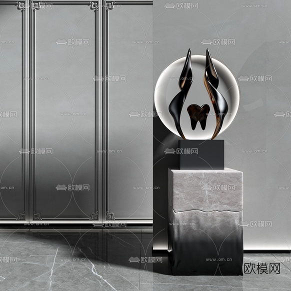 现代抽象雕塑摆件3d模型下载