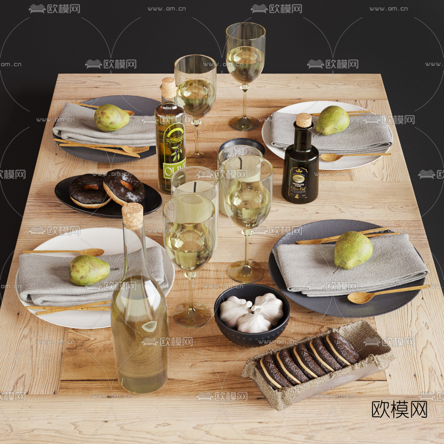 北欧餐具甜品水果3d模型下载（渲染图1）