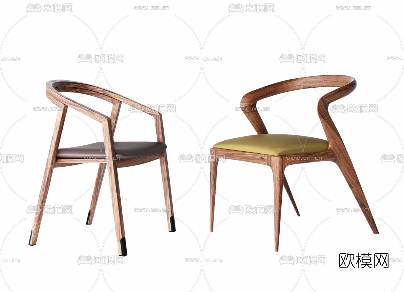 北欧简易单椅3d模型下载（渲染图1）