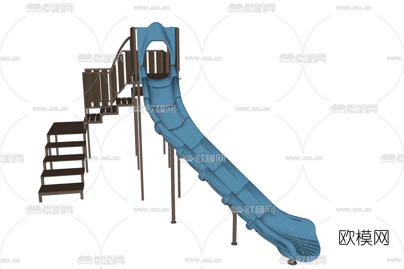现代儿童滑梯免费su模型下载