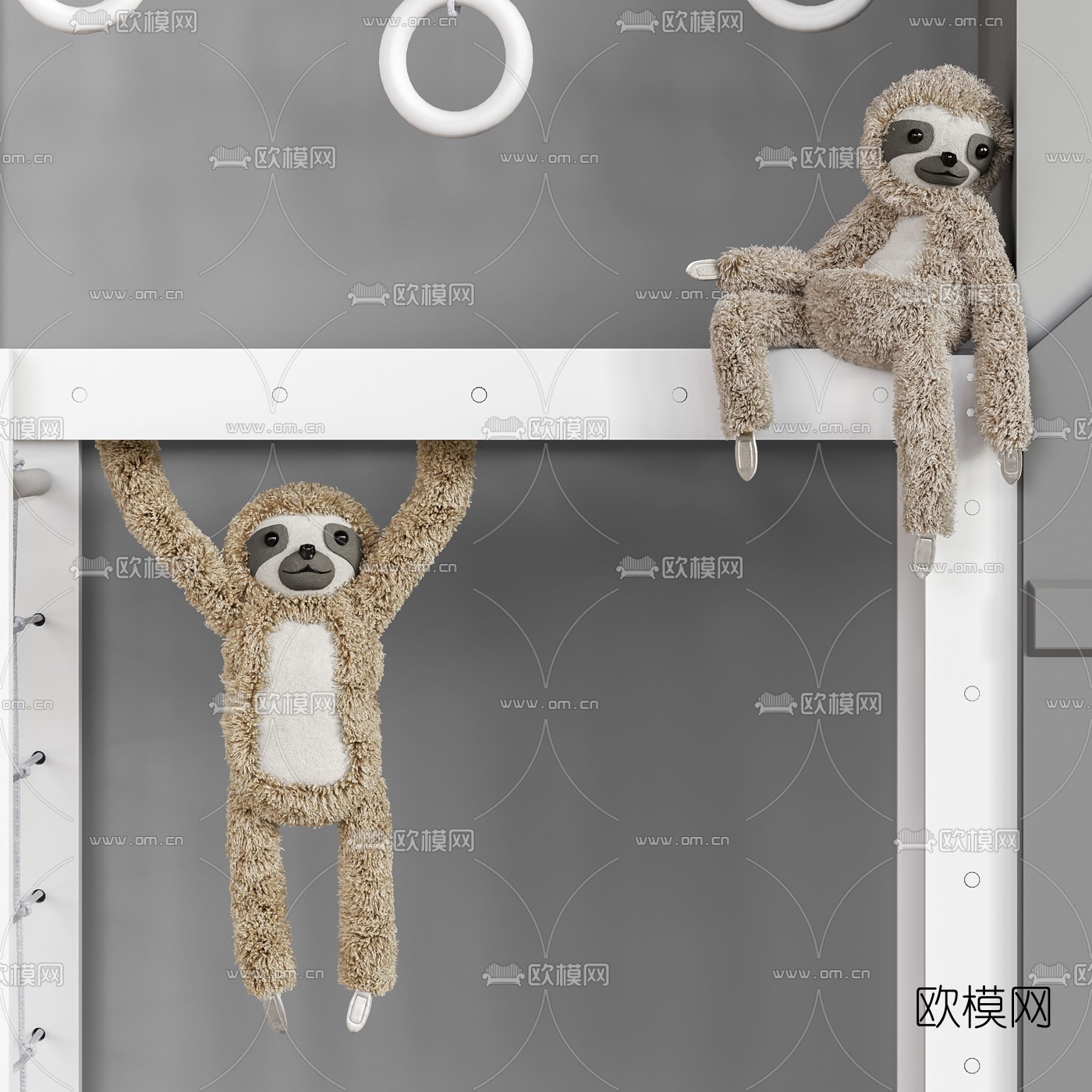 现代儿童攀爬器材毛绒玩具3d模型下载（渲染图2）