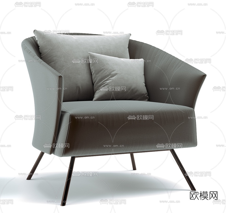 现代单人沙发组合3d模型